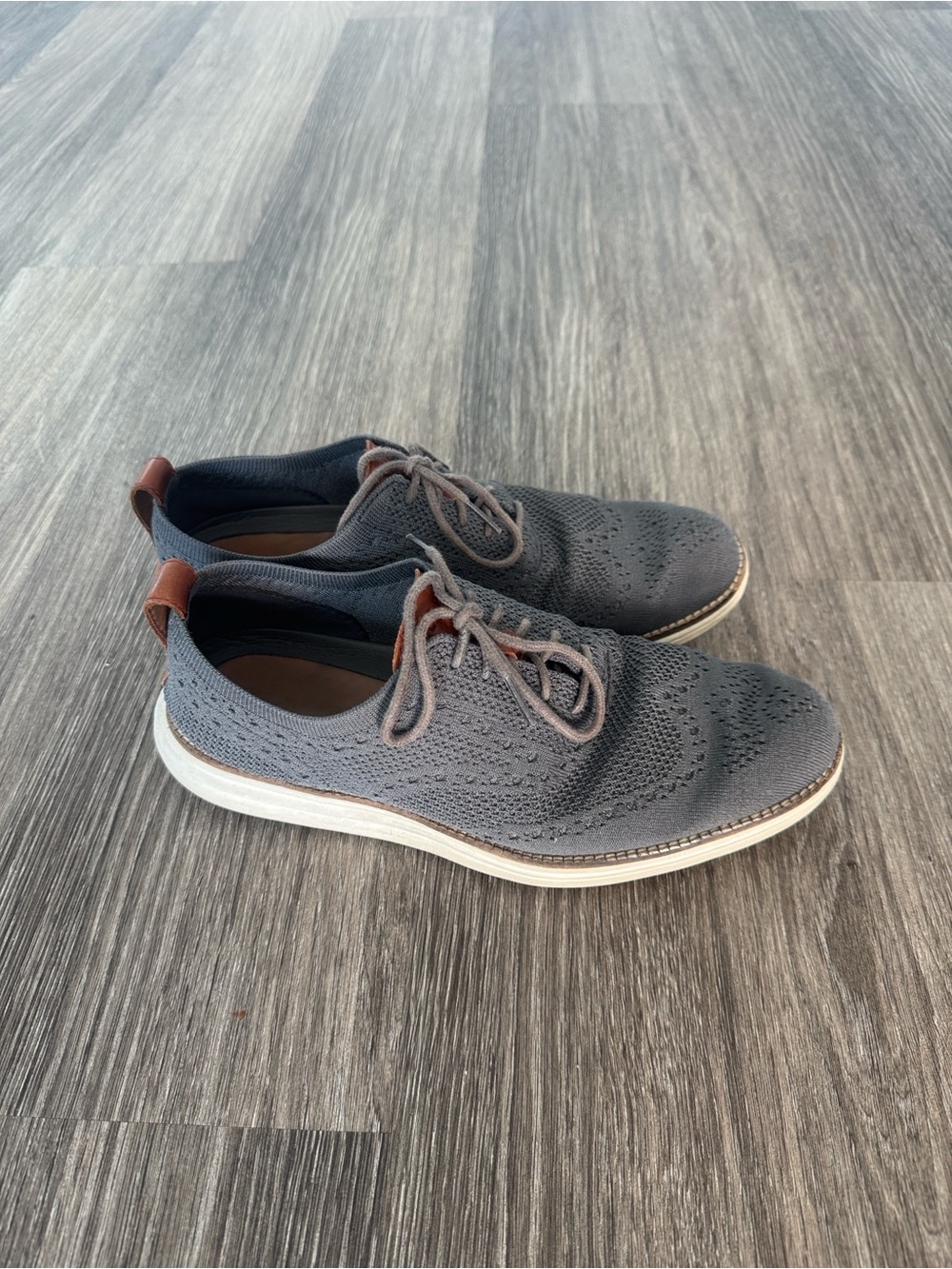 Cole Haan Grey Knit Oxford with Brown Accents